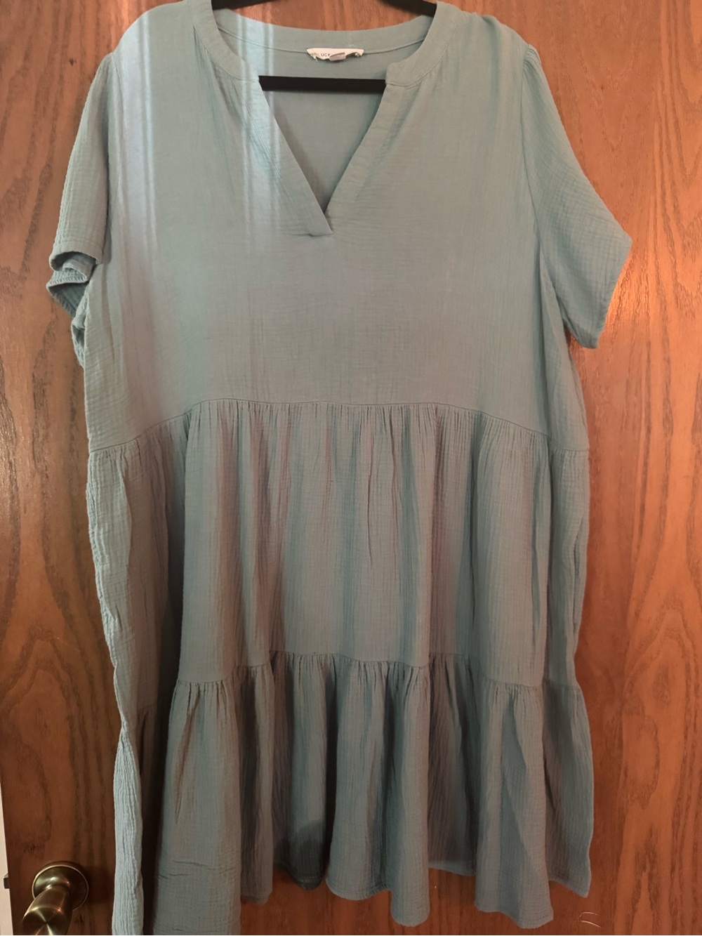 Lucky Brand Sage Green Tiered Midi Dress
